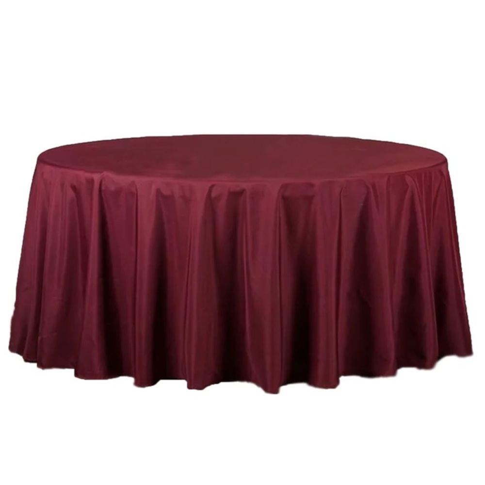 120" Burgundy Polyester Round Tablecloth